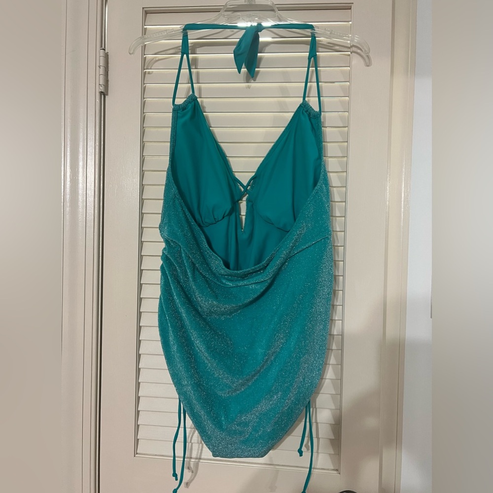 Swimsuits For All Teal Ruched One Piece - Picture 4 of 5
